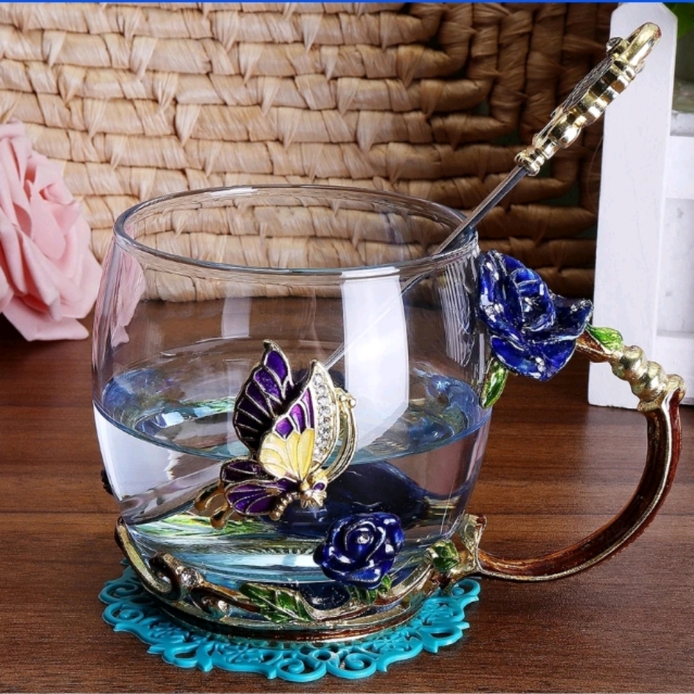 Handmade Enamel  Glass Cup